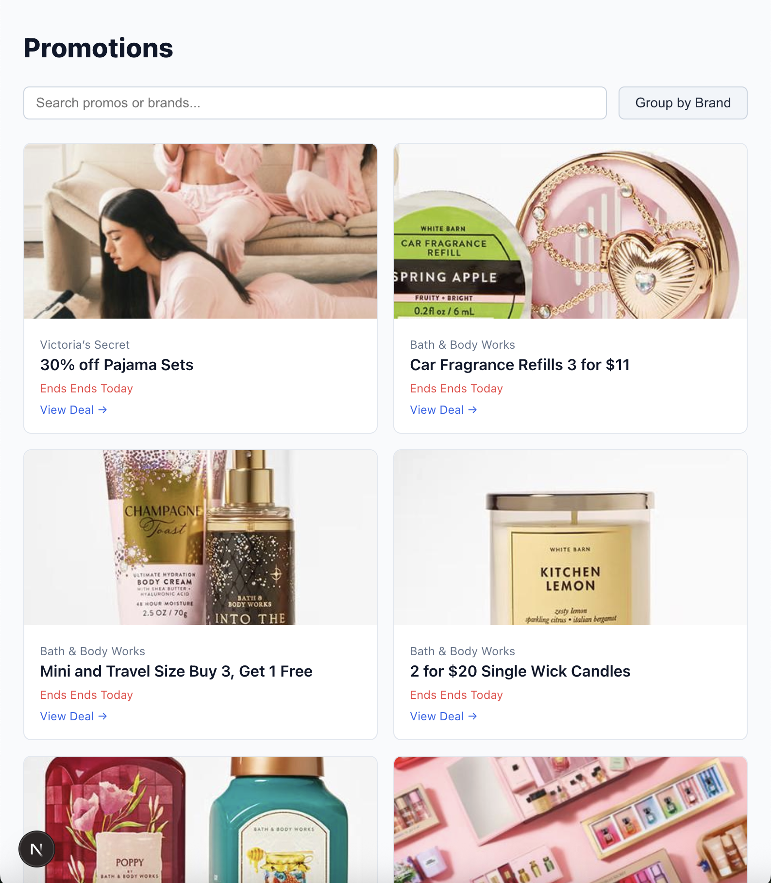 Promotion Grid View